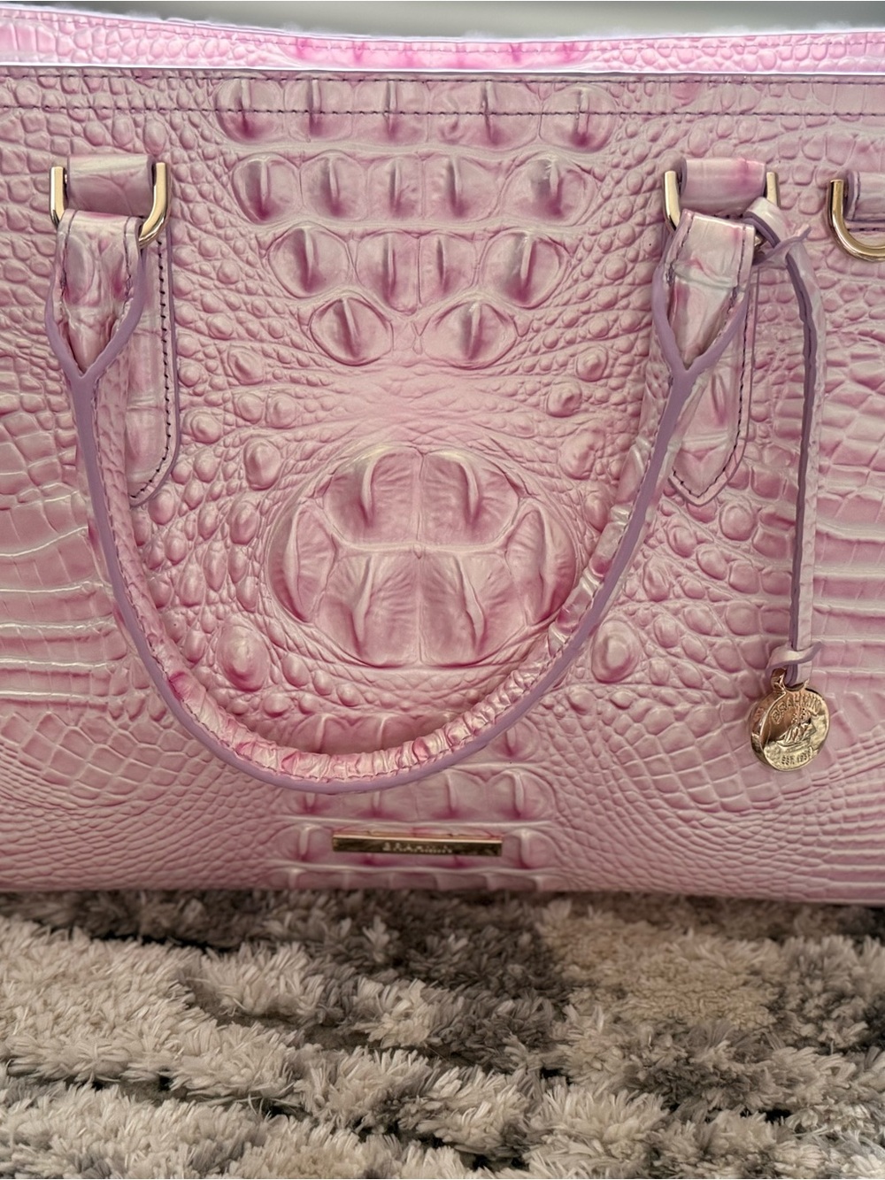 Brahmin Pink Croc-Embossed Satchel with Matching Wallet - Picture 11 of 16